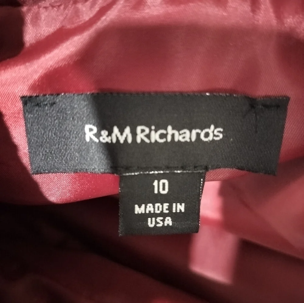 3102)R&M Richards 2 pcs Evening Burgundy Bling Jacket Camisole 3/4 Sleeve Sz 10 - Picture 10 of 11